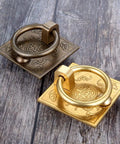 Two Pack Antique Bronze Brass Cabinet Door Handle Set For Cupboard And Drawer Drop Ring Pulls Chinese Style Vintage Hardware Zinc Alloy Build Easy Screw Adjustment Classic Retro Look For Closets Cabinets And Furniture