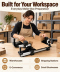Manual Box Assisted Folding Tool For Packing Stations Featuring Adjustable Grip Clip For Smooth Carton Assembly And No Sweat Shipping Prep At Ecommerce Hubs Or Home Work Desks in use with cardboard.