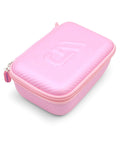 Dope Pink Hard Shell Camera Travel Case Straight Up Built To Shield Your Waterproof Toy Action Cams And Video Recorders While Keeping Loose Mounts Straps And Chargers Packed Tight, top view of compact pink EVA case.
