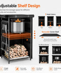 Fire Pit Storage Station For Solo Stove And Other Fire Pits With Adjustable Shelf Design and Wood Storage Cabinet