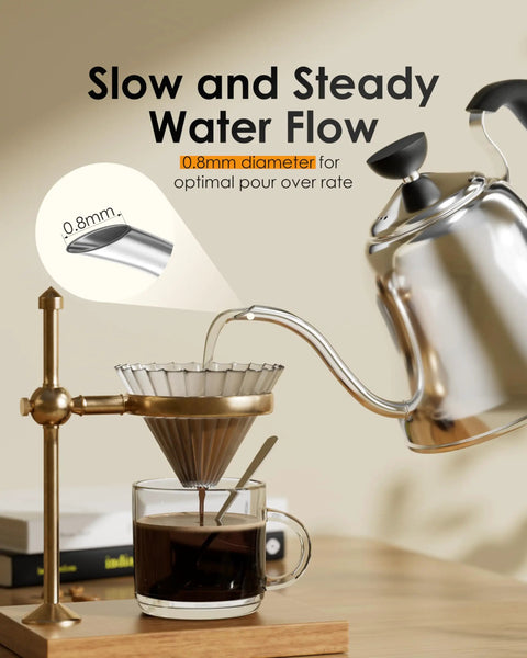 Gooseneck Pour Over Kettle With Flow Control For Stovetop Brew, Stainless Steel Teapot For Home And Kitchen, 28oz Small Water Kettle