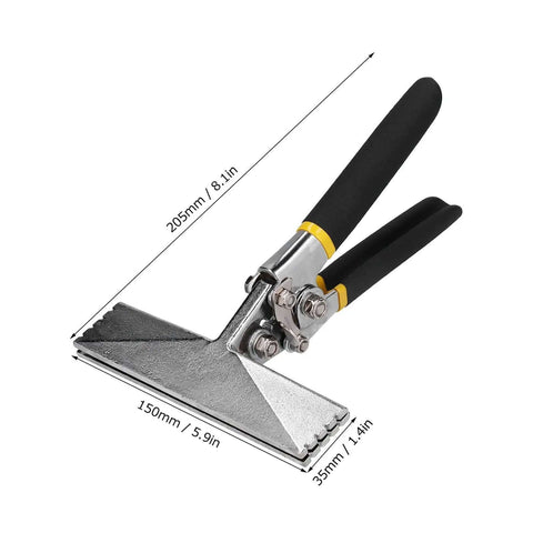 6 Inch Hand Seamer Straight Jaw Sheet Metal Bender Tool Pro Grade Chrome Vanadium Steel, ergonomic handles, side view.