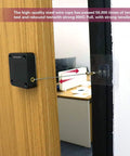 Punch-Free Automatic Sensor Door Closer With Drawstring for Home and Office Use on a wooden door in an office setting