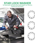 Mechanic using Heavy Duty Stainless Steel Internal Tooth Serrated Lock Washers 300 Piece Assortment in automotive repair