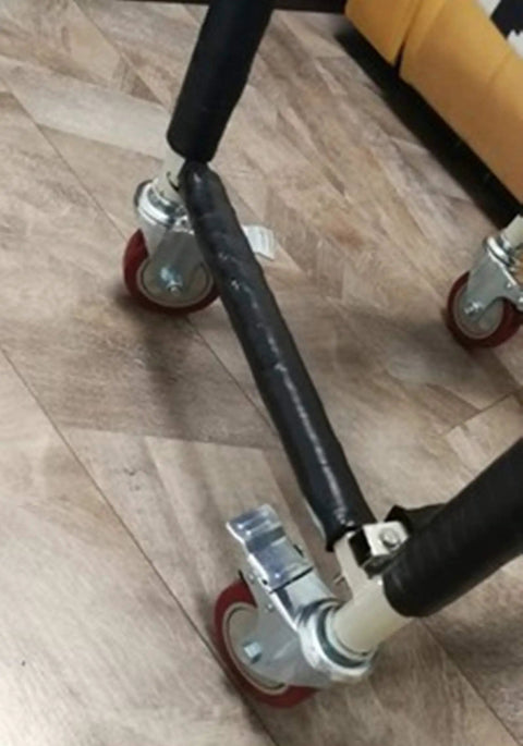 Heavy Duty Casters Set Of 4 With 3 Inch Polyurethane Swivel Wheels Including Disc Brakes And M12 Screw Stem on a utility cart.