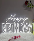 Big Birthday Neon Sign For Wall Decor With Dimmer Switch, bright white light on shelf