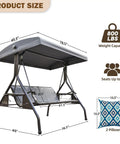 Product dimensions of Three Person Outdoor Patio Swing With Adjustable Canopy, Sturdy Stand, Heavy Duty 800 Lbs Capacity