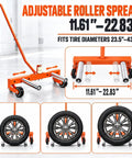 Rock Solid Heavy Duty Steel Tire Dolly With 500 Pound Load Capacity For Trucks And Cars No Fuss Garage Workshop Essential Adjustable Rolling Wheel Hauler with adjustable roller spread.