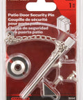 Silver Patio Door Security Pin Adjustable For Easy Lockdown, Rust Resistant Steel with screws in packaging