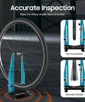 Dual 360 Degree Wheel Truing Stand For MTB And Road Bikes with wheel alignment examples, Pro Grade Bicycle Rim Alignment Tool