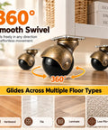 Twelve Piece 2 Inch Ball Caster Set With Swivel Plate Mount For Furniture And Cabinet Projects showing smooth 360-degree swivel movement on various floor types.