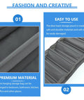 Close-up of Straight Up Game Changer Over The Door Shoe Rack with six roomy pockets made of durable gray fabric.