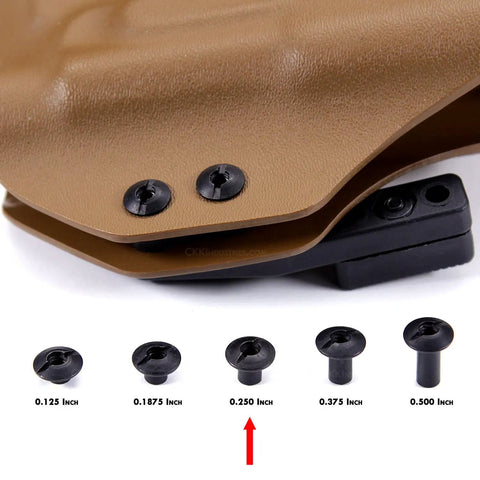 Eight Thirty Two Slotted Studs Black Oxide Finish Truss Head Hardware Quarter Inch Long For Kydex Holster Crafting Tactical Rig Builds And Diy Fasteners, showing sizes including 0.250 inch.