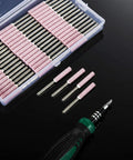 50 Pcs Chainsaw Sharpener Bits With Box Set For Chain Saw Maintenance, Grinding Burr Stones And File Polishing Tool displayed