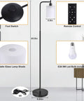 Diagram showing Floor Lamp With Remote And Foot Control Rustic Standing Light With Four Color Temperature Modes Jade Matte Glass Shade