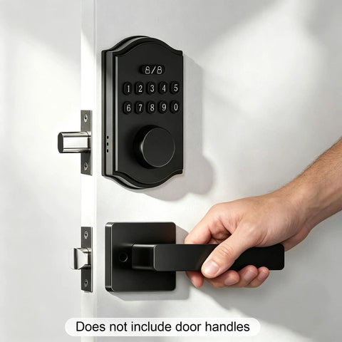 Kick The Keys To The Curb With This Rock Solid Keyless Entry Door Lock Featuring A Smart Keypad Deadbolt USB Emergency Charge And Anti Peep Code Tech For Zero Hassle Home Security on a door.