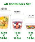 Hella Durable Leakproof Deli Containers With Secure Lids 48 Sets, 32 oz, 16 oz, 8 oz sizes, BPA-free plastic for meal prep.