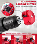 4 Inch PVC Pipe Reamer For Plastic Pipe Fittings, Fits Into Standard 1/2 Inch Drills with four-sided carbide cutter