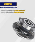 Straight Up Beefy Front Wheel Bearing And Hub Assembly Part 513348, compatible with 2015-2017 Chrysler 200 and 2013-2016 Dodge Dart.