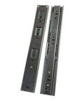 No Nonsense 16 Inch Heavy Duty Drawer Slides Soft Close Side Mount Full Extension Ball Bearing Zinc Plated Rust Proof Hardware Smooth Silent Glide Cabinet Hardware Black Pair shown from the side.