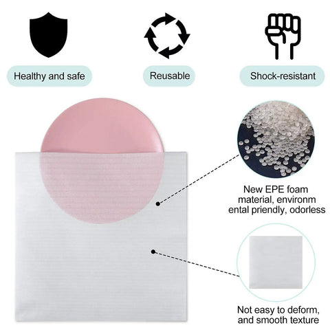 Super Thick 14 By 14 Inch Foam Cushion Pouches For Hassle Free Moving And Smart Home Storage Includes Bold Fragile Labels showcasing EPE material.