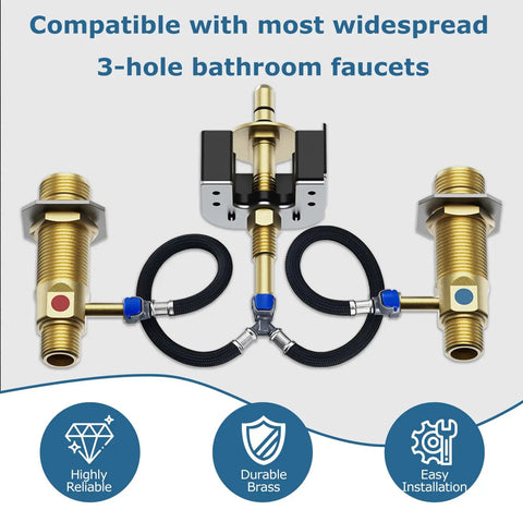 Rough-In Valve With Drain Assembly For Widespread Bathroom Sink Faucets Easy Install Half Inch IPS Connections Brass Construction S9000 Series