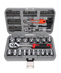 Three Eighth Inch Drive Socket Wrench Set With 72 Tooth Ratchet And Quick Release Bit Driver 64 Piece Beast Heavy Duty Steel Kit