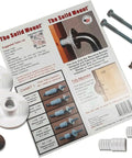 Heavy Duty Grab Bar Mounting Kit For Fiberglass Showers Featuring Bulletproof Stud Mounted Design For Zero Drama Bathroom Safety Setup Rated Over Three Hundred Pounds Made In Usa components including brackets, screws, and instruction guide.