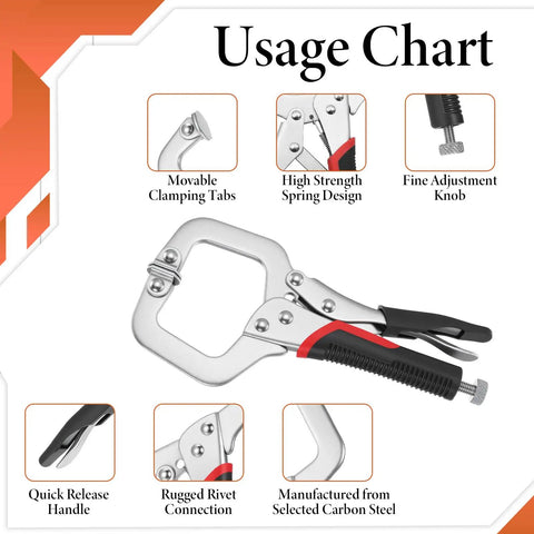 4 Pack 6 Inch C Clamp Locking Pliers Vise Grip Clamps Heavy Duty Welding Clamp With Swivel Pads for Woodworking