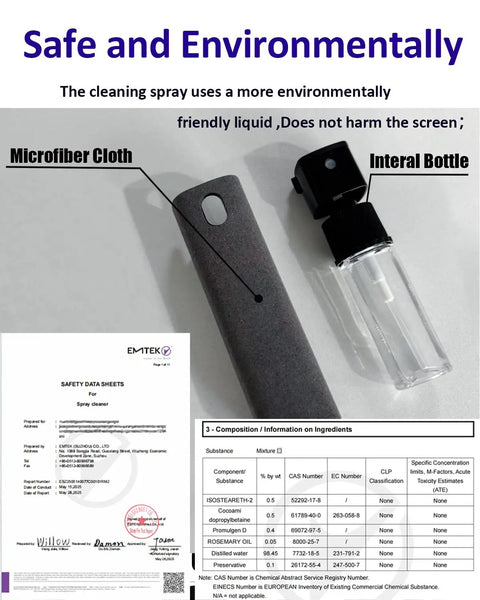 6 Pack Screen Cleaner Kit 2 In 1 Touchscreen Mist Cleaner, Spray And Wipe With Microfiber Cloth, Environmentally Safe