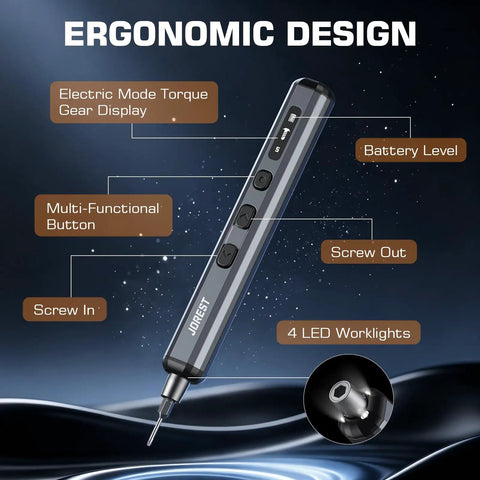 Handy Portable Electric Screwdriver Kit With 70 Precision Tools And Sixty Four S2 Magnetic Bits Five Adjustable Torque Levels For No Sweat Gadget Repairs And Quick Tech Fixes ergonomic design showing torque gear display and buttons
