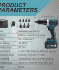 Heavy Duty Cordless Rivet Nut Gun With 26V Rechargeable Battery And M3 To M12 Mandrels for automotive, features detailed specs.