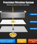 Commercial Deep Fryer Oil Filter Machine With High Flow Pump For Effortless Restaurant Use showing precision filtration process and filters.