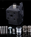 Super Built Tough Premium Dual Drive Extruder Kit components including gear, metal fittings, and replacement parts for Ender 3
