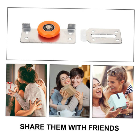Heavy Duty Sliding Door Rollers Two Sets Silent Bearing Roller Pulleys For Wardrobe Closet Glass Cabinet Smooth Glide hardware with orange wheel.