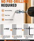 Close-up of Heavy Duty Metal Self Drilling Drywall Anchors Featuring Dual Sized Screws being installed in drywall with no pre-drilling.