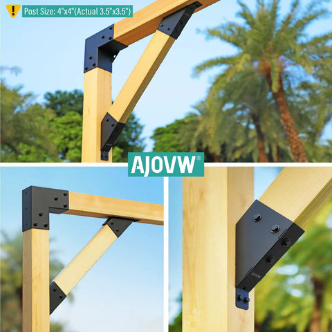 Beefed Up Heavy Duty 45 Degree Angle Support Bracket For 2x4 Wood Posts No Sag No Shake Built To Last For Gazebos Garages Decks Sheds Patio And DIY Basketball Frames 1.5x3.5 Actual Size