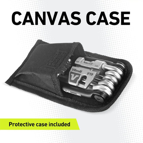 Compact Bike Multitool With Carry Case, 19 Tools For Grab And Go Repairs, Includes Hex Wrenches in protective canvas case
