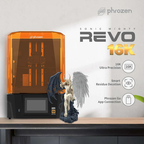 Sick 16K Resin 3D Printer With Hella Crisp Detail And A Smooth 10 Inch LCD Screen For Precision Crafting And Top Shelf Miniature Building That Looks Absolutely Dope Every Time with a miniature figure beside it.