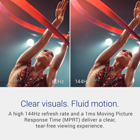 Side-by-side comparison of visuals at 60Hz and 144Hz on a 23 8 Inch FHD Monitor Featuring Killer 144Hz Refresh Rate And Lightning Fast 1Ms Response Time.