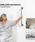 Straight Up 36 Inch Shower Grab Bar With Killer Anti Slip Knurled Grip For Bathroom Safety And Added Stability Heavy Duty Stainless Steel Support Handle Built Different For Extra Grip And Peace Of Mind, installed beside toilet for support.