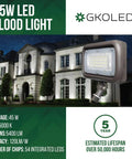 Beast Bright Outdoor Security LED Flood Light Set, 45W LED, illuminating house exterior at night, adjustable knuckle