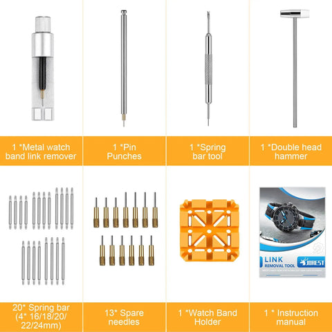 Watch Link Removal Tool Kit For Band Adjustment And Replacement, Pro Grade Watch Repair Set with tools and user manual