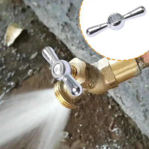 Broach Sillcock Tee Hose Bibb Replacement Handle Set 2 Pack for outdoor faucets in use showing water flow control