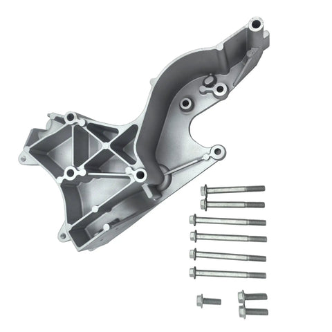 Heavy Duty Alternator And Power Steering Pump Mounting Bracket With Complete Bolt Kit Drops Right In For Cadillac Escalade Chevy Silverado Gmc Sierra Yukon 2002 2014 Replacement, showing heavy gauge steel construction and bolts.