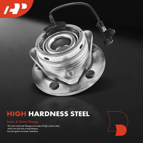 Front Wheel Bearing And Hub Assembly With Abs Ring And 5 Lug Bolt Pattern For Chevy Malibu Pontiac G6 Hhr Cobalt, high carbon steel construction.