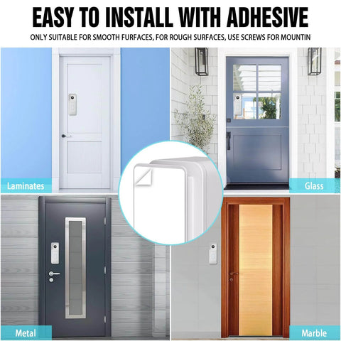 Forty Five Degree Adjustable Doorbell Camera Mount With Weatherproof Cover For Blink Video Doorbell 2025 2nd Gen Two Installation Options No Drill Or Screws White shown on various doors.