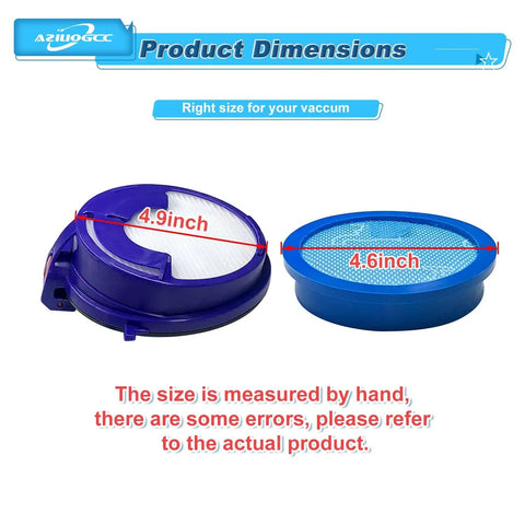 Product dimensions for No Fuss Easy Install Vacuum Filter Kit Replacement For DC24 Ball Vacuum Cleaner including pre and post filters