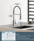 Brushed Nickel Kitchen Faucet With Pull Down Sprayer Stainless Steel Commercial Single Handle Spring Faucet in modern kitchen
