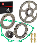 Heavy Duty Starter Clutch And One Way Bearing Idler Gear Kit With Gasket Set Drop Straight In Replacement For 2000 To 2014 Honda Trx400Ex Trx400X Atv Rig, includes clutch, idler gear, gasket, and bolts.